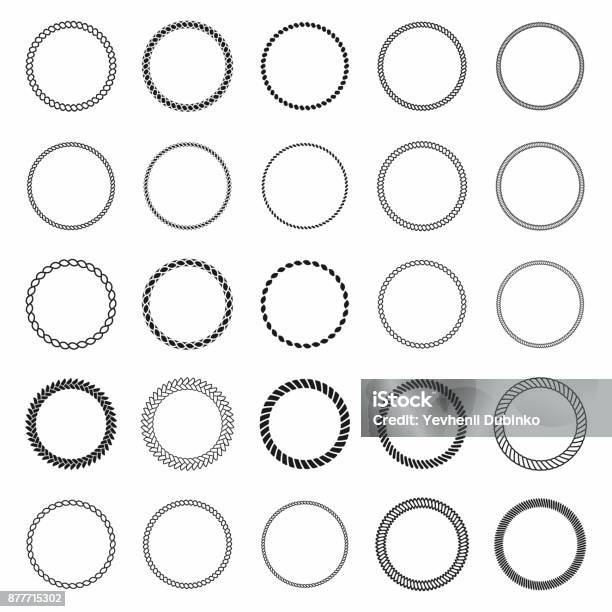 Rope Frame Set Of Round Vector Frames From Nautical Rope Round Marine Rope For Decoration Stock Illustration - Download Image Now