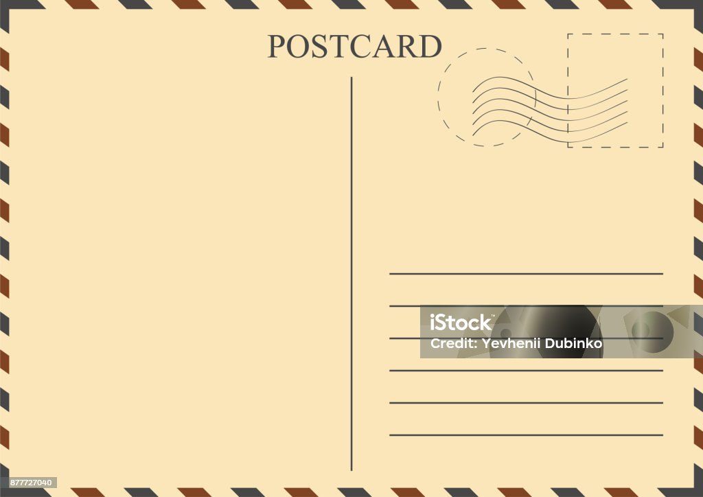 Postcard template. Vintage postcard with stamps Postcard template. Vintage postcard with stamps. Vector Postcard stock vector