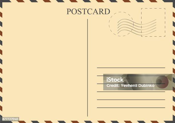 Postcard Template Vintage Postcard With Stamps Stock Illustration - Download Image Now - Postcard, Old-fashioned, Retro Style