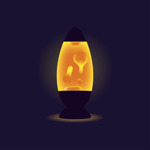 ilustrações de stock, clip art, desenhos animados e ícones de liquid lamp. orange lava lamp on dark background. interior element - lava lamp
