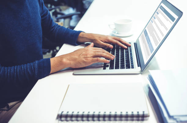 istock Male using computer laptop in office.business lifestyle,organization concepts 877748240