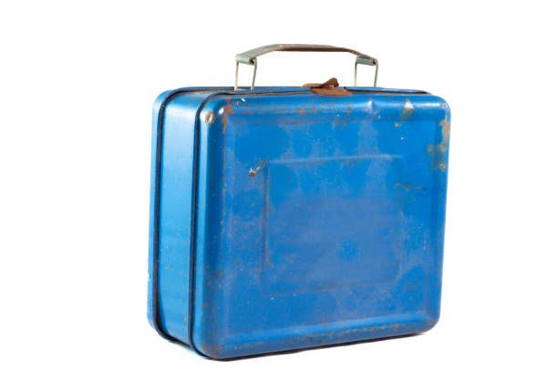 vintage lunch box - lunch box lunch box metal imagens e fotografias de stock