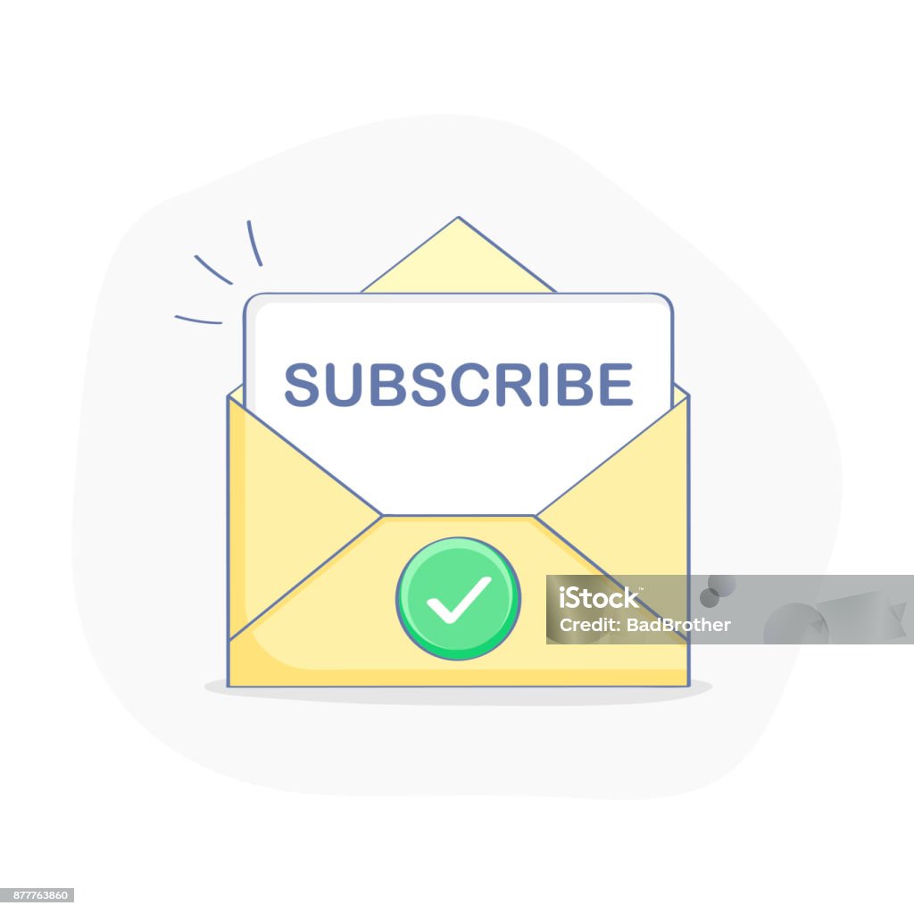 Subscription Envelope Subscribe Button Check Mark On Envelope Newsletter Subscription Element ...