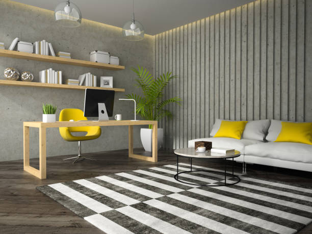 istock Interior of modern  design office with coffe table 3D rendering 877770732