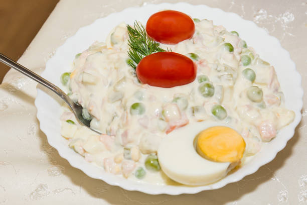 Russian Salad On Plate.