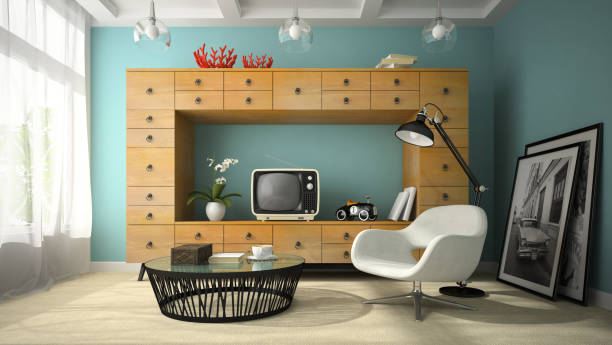 istock Interior of modern design room with shelf wall 3D rendering 877777578