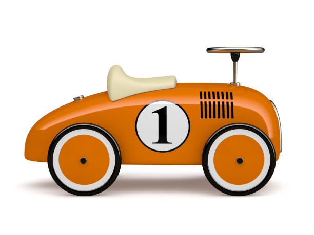 istock Orange retro toy car number one isolated on white background 877777778