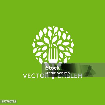 istock Vector icon design template - vegan food concept 877780792