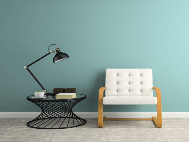 istock Part of  interior with black floor lamp 3D rendering 877780964