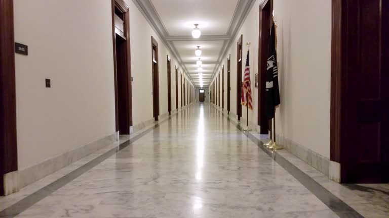 U.S. Senate Russell Building Hallway in Washington, DC - 4k/UHD