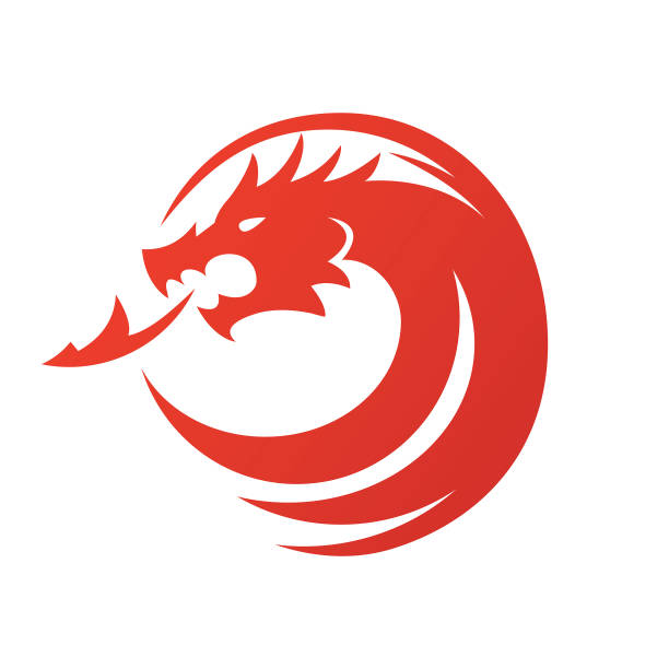 drachen-symbol - vektor-illustration - dragon stock-grafiken, -clipart, -cartoons und -symbole