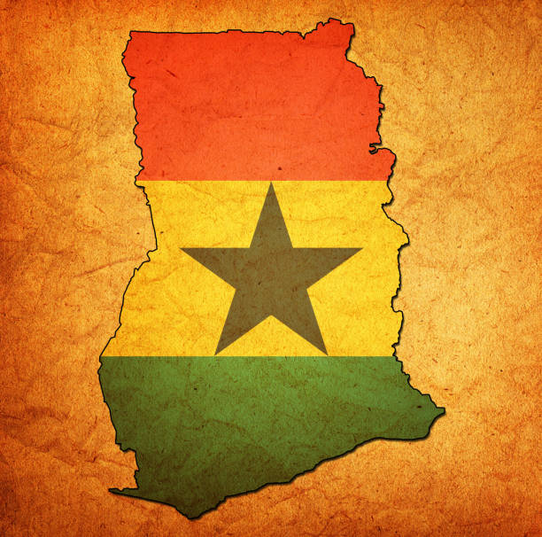 Ghana with embedded flag on globe. 3D illustration. 3D model of planet created and rendered in Cheetah3D software, 29 Sep 2017.