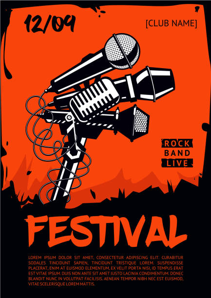 festiwal muzyczny. szablon plakatu. impreza rockowa. - indie rock stock illustrations