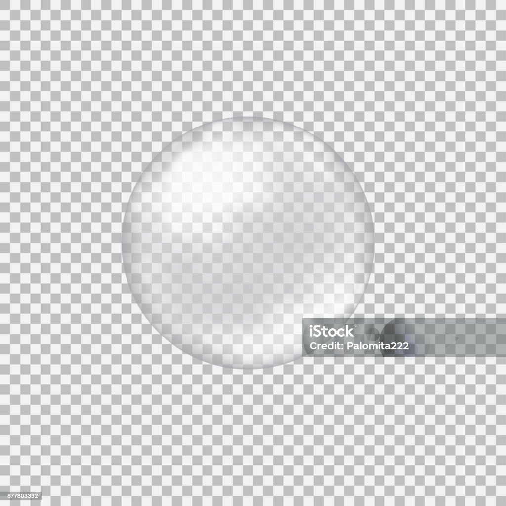 Transparent glass sphere with glares and highlights Transparent glass sphere with glares and highlights. Vector illustration with transparencies, gradient and effects. Realistic glossy orb, water soap bubble, white pearl. Bubble stock vector