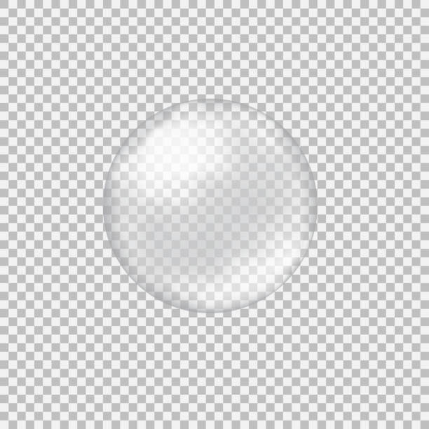 Transparent glass sphere with glares and highlights Transparent glass sphere with glares and highlights. Vector illustration with transparencies, gradient and effects. Realistic glossy orb, water soap bubble, white pearl. sports ball illustrations stock illustrations