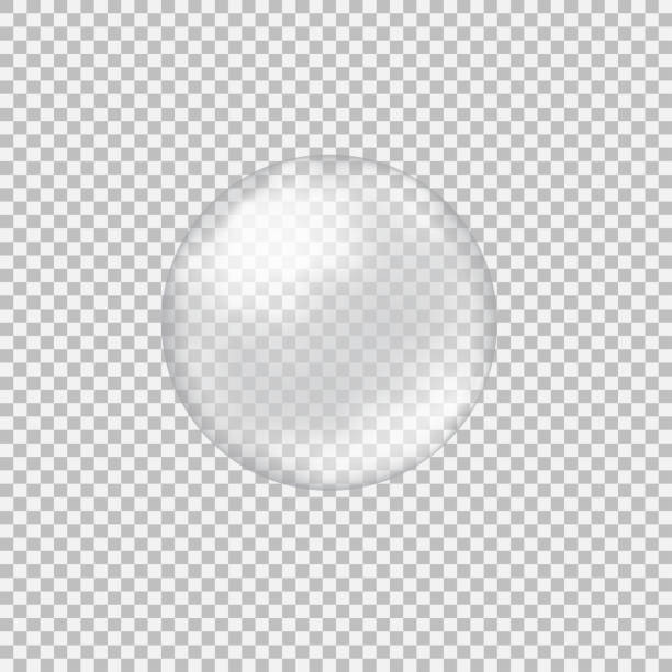 Transparent glass sphere with glares and highlights Transparent glass sphere with glares and highlights. Vector illustration with transparencies, gradient and effects. Realistic glossy orb, water soap bubble, white pearl. marble globe stock illustrations