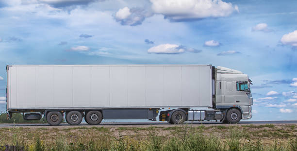 istock truck transports freight on highway 877823088