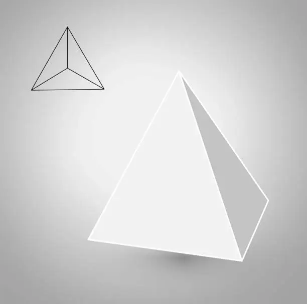 Vector illustration of Tetrahedron is a geometric figure. Hipster Fashion minimalist design.Platonic solids. Tetrahedron flat design vector illustrations, thin line art. Vector illustration
