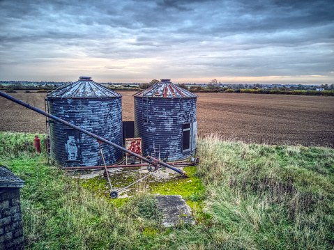 Drone used to collect pictures of old silo on deserted farm in essex.