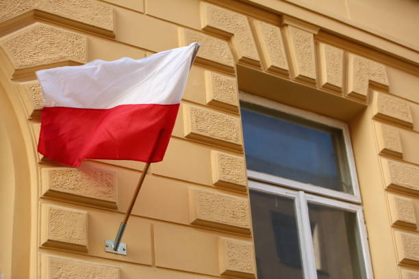 istock National flag of Poland. 877846454