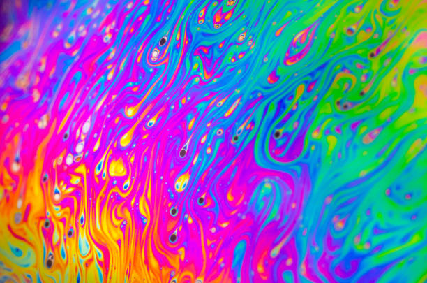 istock Beautiful psychedelic abstraction formed by light on the surface of a soap bubble 877851112