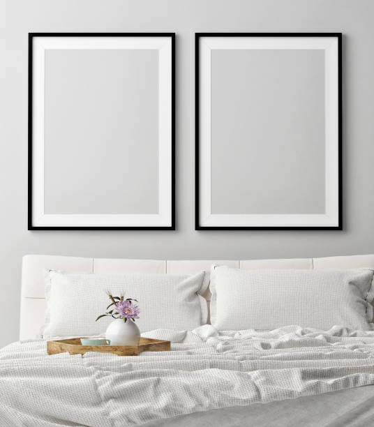 istock Mock up posters in romantic bedroom, dream 877851154