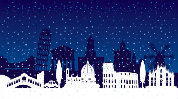 Vector illustration of Italy winter