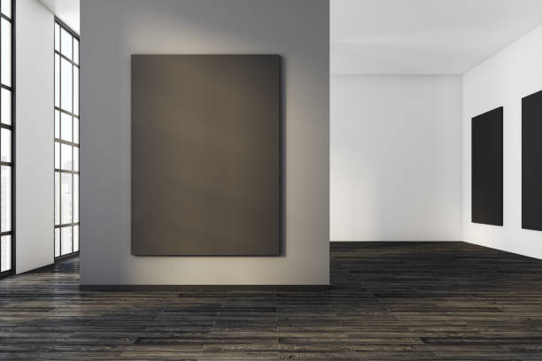 istock Contemporary concrete interior with canvas 877861212