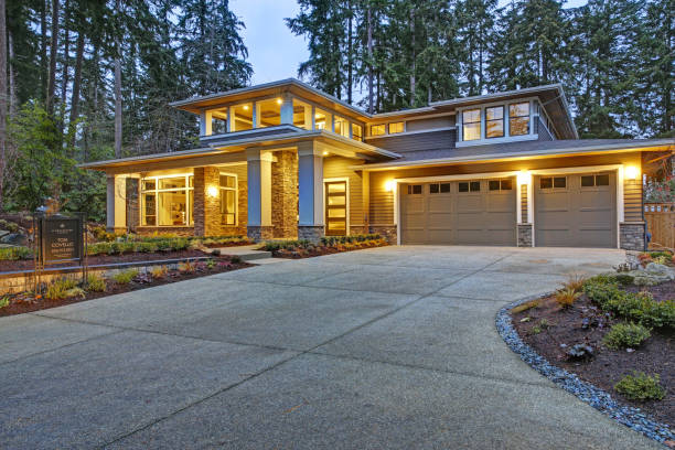 Luxurious new construction home exterior stock photo