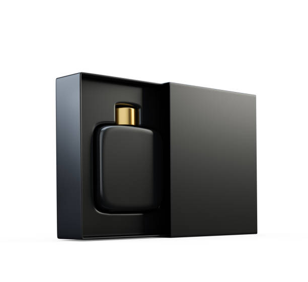 istock Black fragrance perfume bottle mockup 877861506