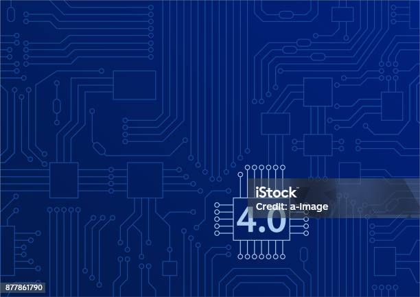 Industry 40 Concept As Vector Background With Circuit Board Cpu Illustration Stock Illustration - Download Image Now