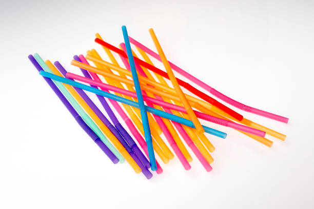 istock Colorful straw on white background 877886734