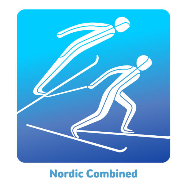 winter spiele symbol - nordische kombination stock-grafiken, -clipart, -cartoons und -symbole