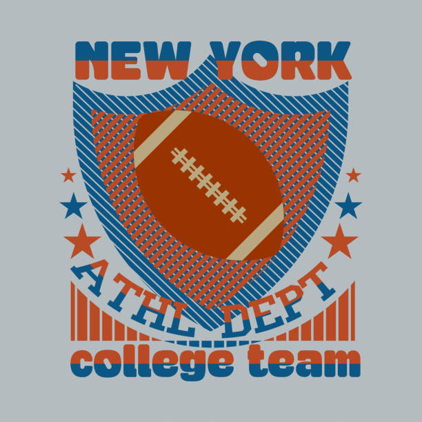 illustrations, cliparts, dessins animés et icônes de t-shirt new york sport sports collégiaux, la typographie, les t-shirt graphi - american football football focus on foreground team sport