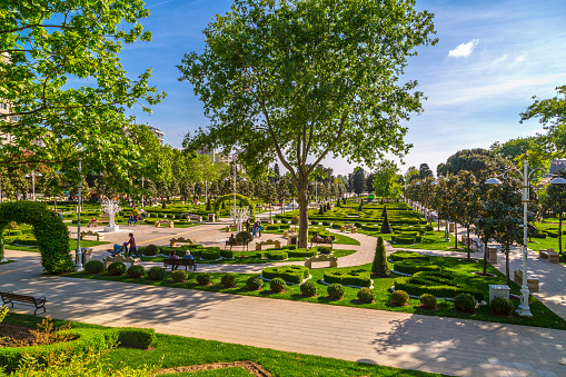 Istanbul, Turkey - May 1, 2016: Goztepe 60th Year Park located in Kadikoy, Istanbul. The park is the largest park around Bagdat Avenue running approximately 14 km (8.7 mi) from east to west.