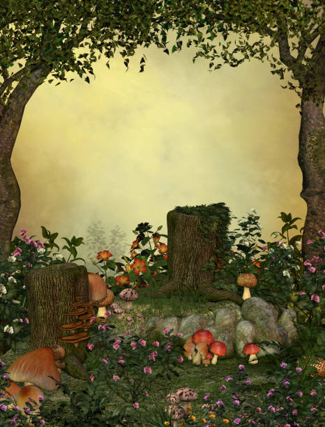 3D rendering of a enchanting fairy forest opening.