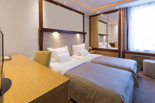 istock Interior of a hotel bedroom 877949148
