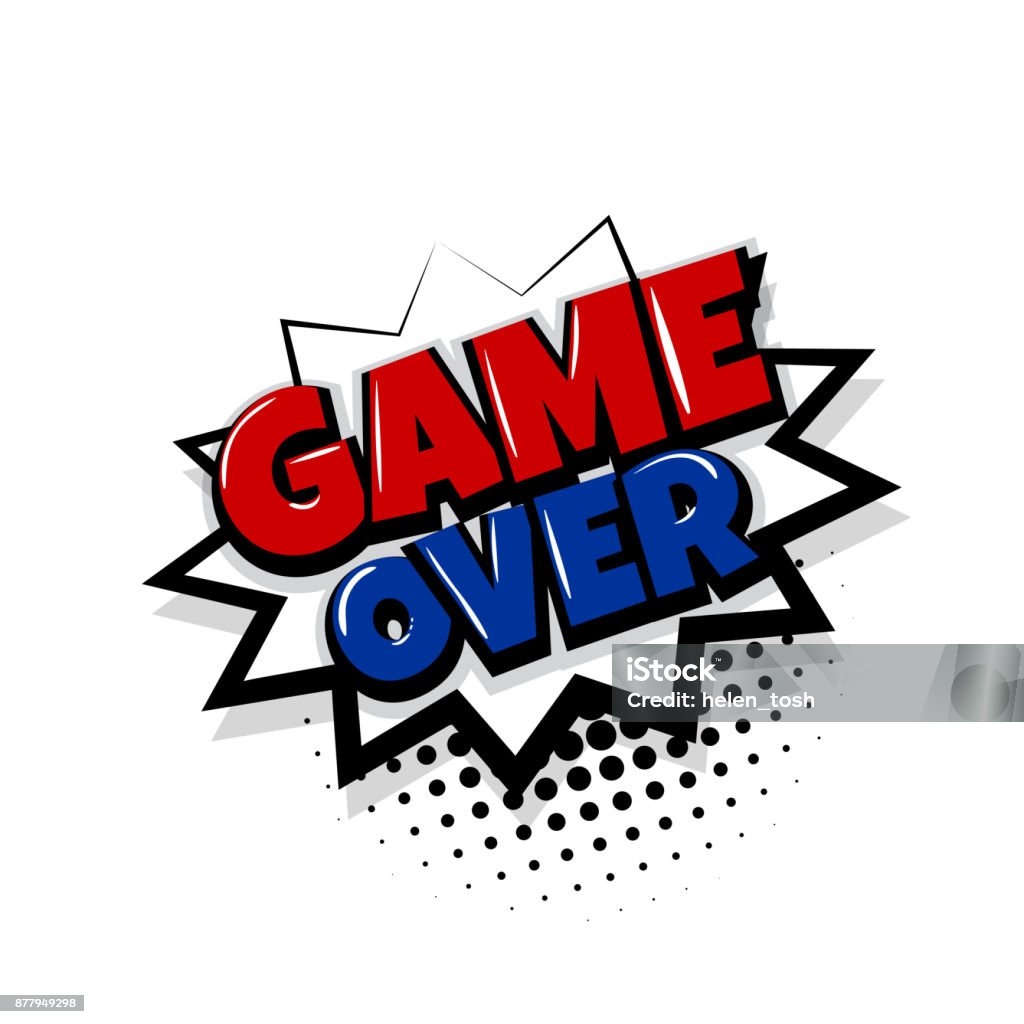 Game Over Comic Text White Background Stock Illustration - Download Image  Now - Balloon, Blank Expression, Book - iStock