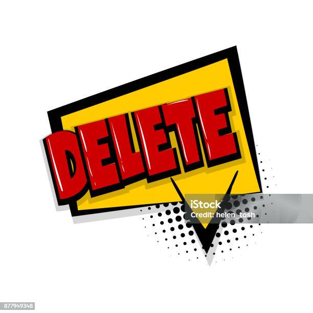 Delete Comic Text White Background Stock Illustration - Download Image Now - Balloon, Blank Expression, Book