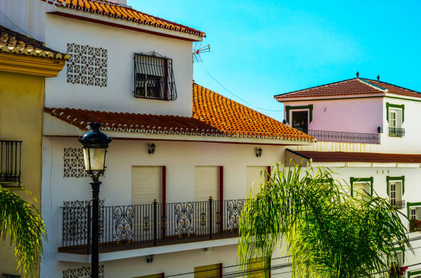 istock Stylish balcony with a metal railing, solid architectural element, a place of rest and relaxation, 877954112