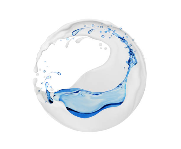 istock Cream and water splashes in spherical shape, isolated on white background 877963754