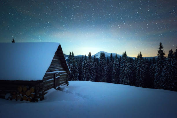 istock Night landscape glowing by milky way 877985800