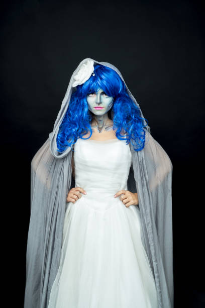 istock Makeup. Image of a witch in a bride dress 877997554