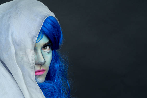 istock Makeup. Image of a witch in a bride dress 877998176