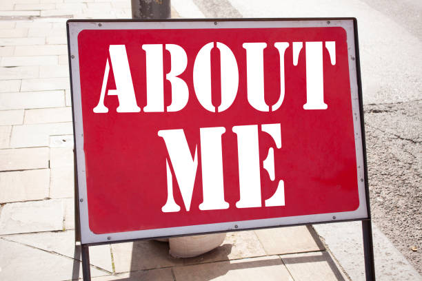 istock Conceptual hand writing text caption inspiration showing About Me. Business concept for Self Awareness Personal Identity written on old announcement road sign with background and copy space 877998432