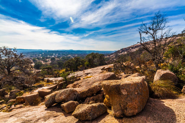Rugged Western Landscape of Enchanted Rock, Texas. stock photo