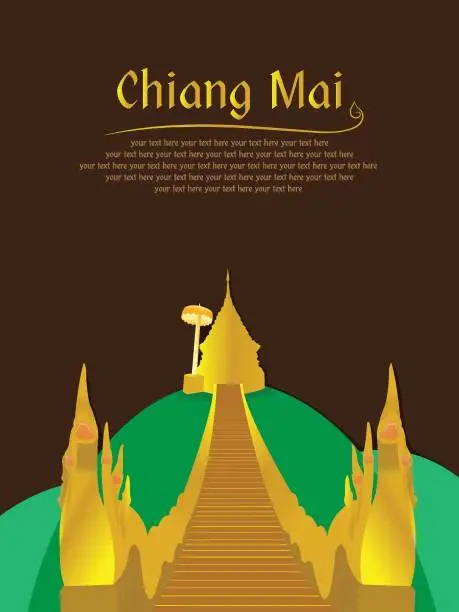 Vector illustration of Doi Suthep Chiang Mai, Northern of Thailand