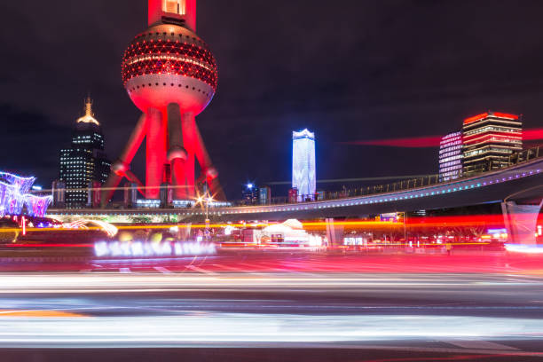 istock Shanghai city night scene 878059088