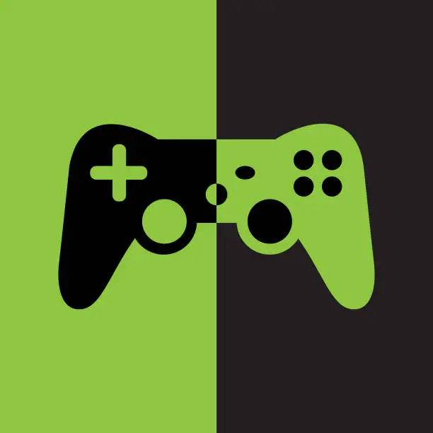 Vector illustration of Black And Green Video Game Controller