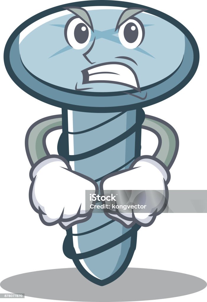 Angry Screw Character Cartoon Style Stock Illustration - Download Image Now  - Emoticon, Illustration, Snarling - iStock